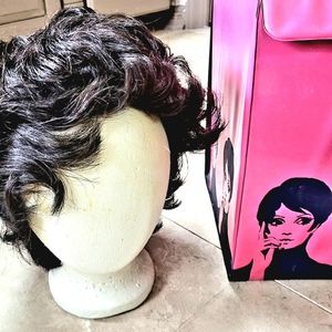 Vintage Carousel Pink Wig Box Case With Styrofoam Head and Wig